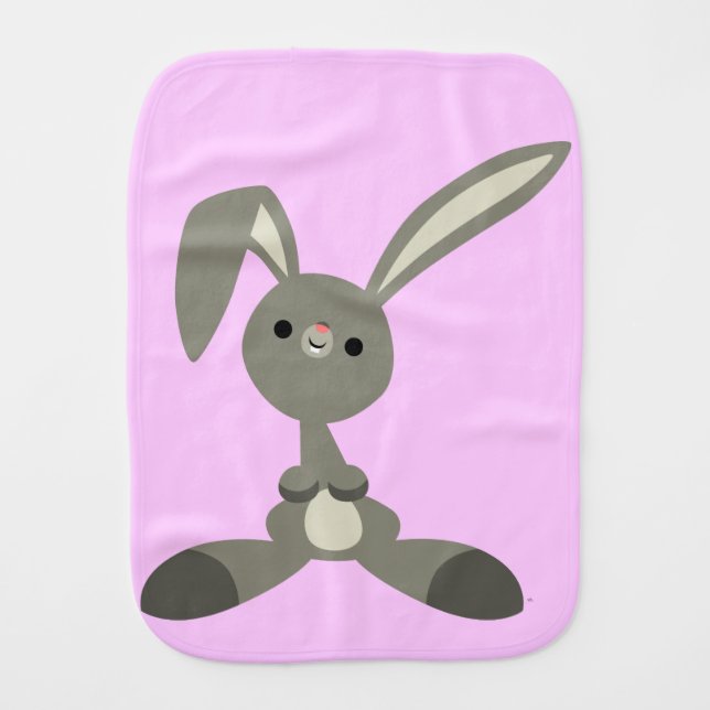Cute Curious Cartoon Rabbit Burp Cloth (Front)
