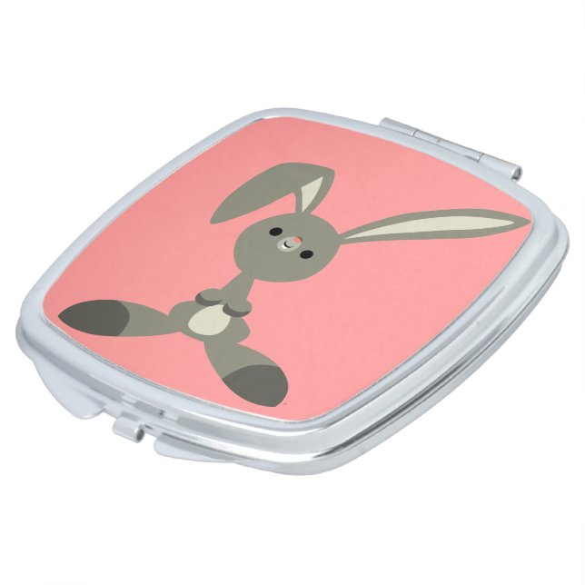 Cute Curious Cartoon Rabbit Compact Mirror (Turned)