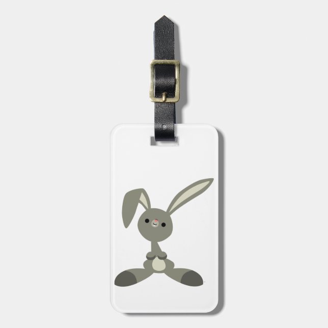 Cute Curious Cartoon Rabbit Luggage Tag (Front Vertical)