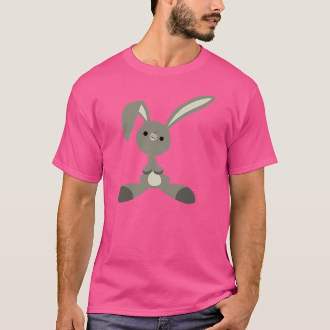 Cute Curious Cartoon Rabbit T-Shirt (Front)