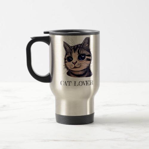 Cute curious cat cat lover travel mug