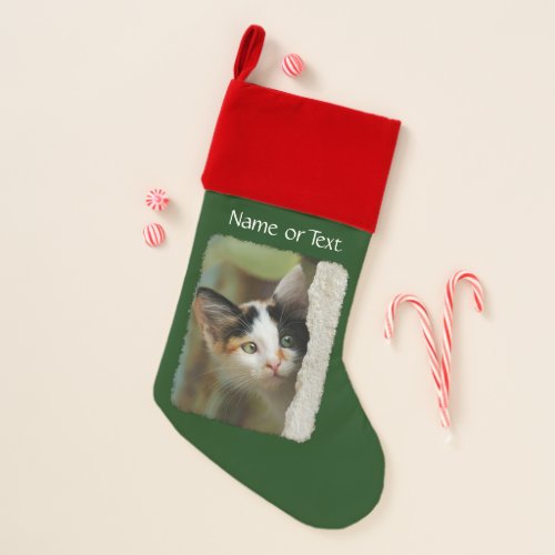 Cute Curious Cat Kitten Prying Eyes Head Photo Pet Christmas Stocking