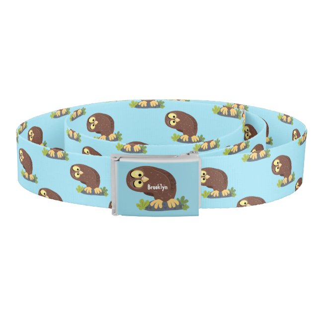 Cute curious funny brown owl cartoon illustration belt (Coil)
