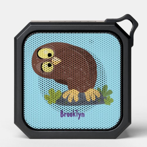 Cute curious funny brown owl cartoon illustration bluetooth speaker