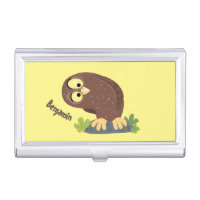 Cute curious funny brown owl cartoon illustration