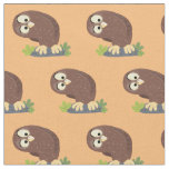 Cute curious funny brown owl cartoon illustration fabric