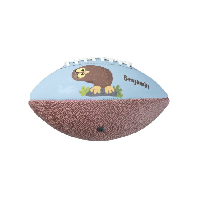 Cute curious funny brown owl cartoon illustration football (Rotated 270)