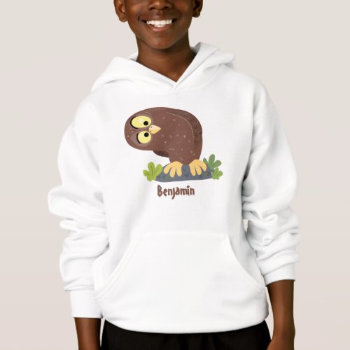 Cute curious funny brown owl cartoon illustration hoodie
