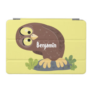 Cute curious funny brown owl cartoon illustration iPad mini cover