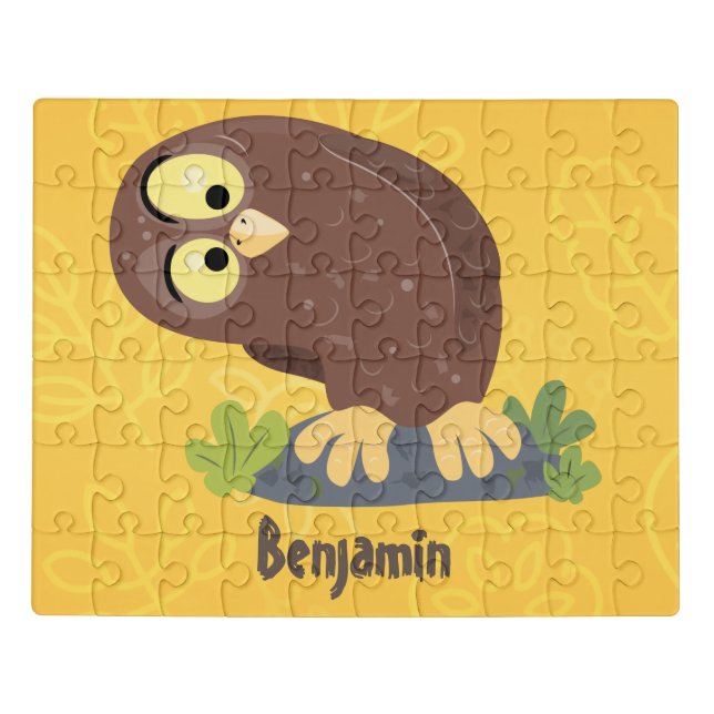 Cute curious funny brown owl cartoon illustration jigsaw puzzle (Puzzle Horizontal)