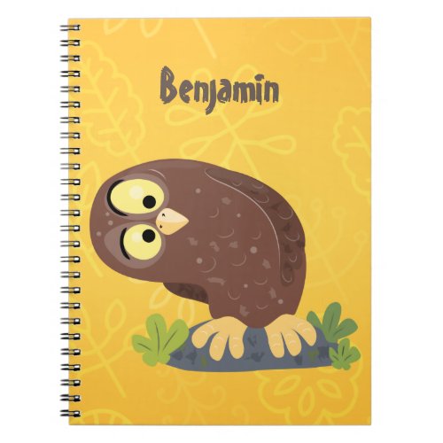 Cute curious funny brown owl cartoon illustration notebook