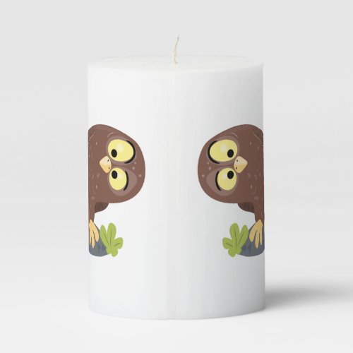 Cute curious funny brown owl cartoon illustration pillar candle