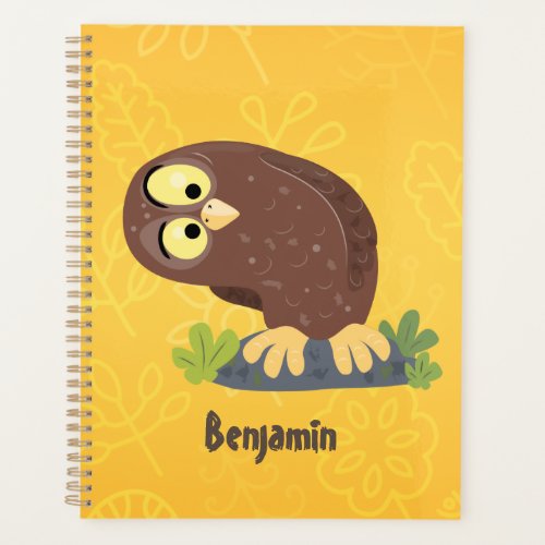 Cute curious funny brown owl cartoon illustration planner