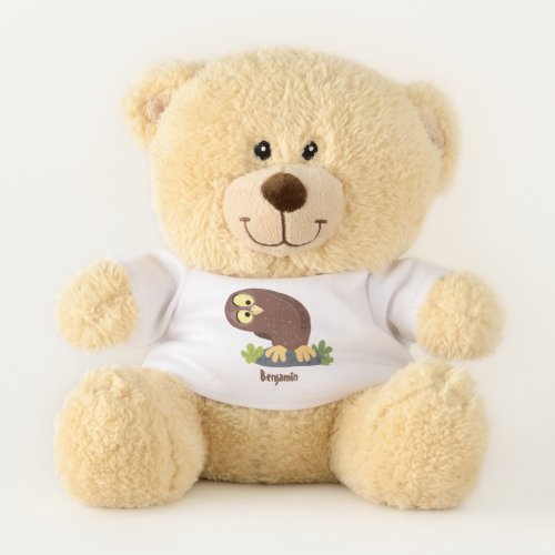 Cute curious funny brown owl cartoon illustration teddy bear