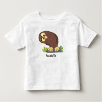 Cute curious funny brown owl cartoon illustration toddler t-shirt