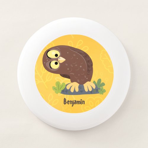 Cute curious funny brown owl cartoon illustration Wham_O frisbee