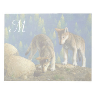 Cute Curious Gray Wolf Pups Notepad