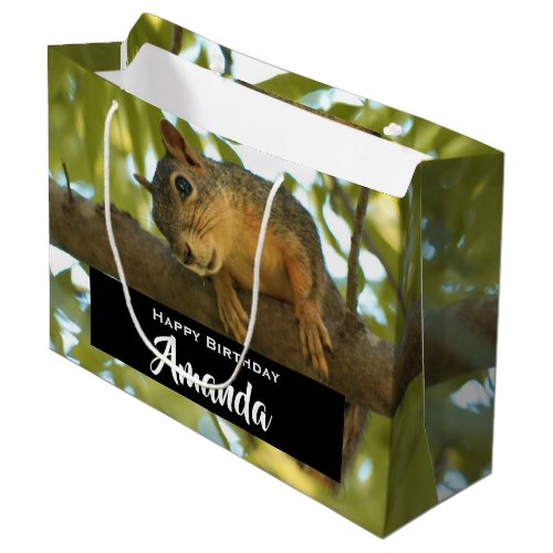 Cute  Curious Squirrel Nature Photo _ Birthday Large Gift Bag