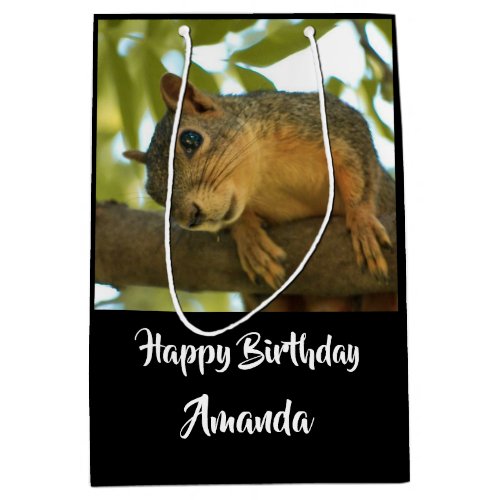 Cute  Curious Squirrel Nature Photo _ Birthday Medium Gift Bag