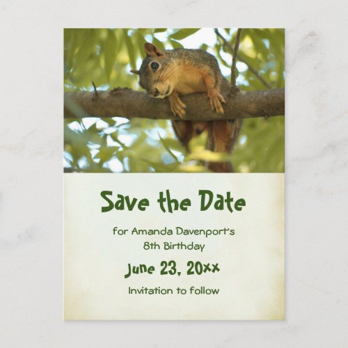 Cute Curious Squirrel Nature Photo _ Save the Date Invitation Postcard