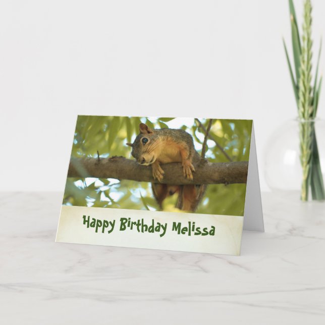 Cute Curious Squirrel Nature Photography Birthday Card (Front)