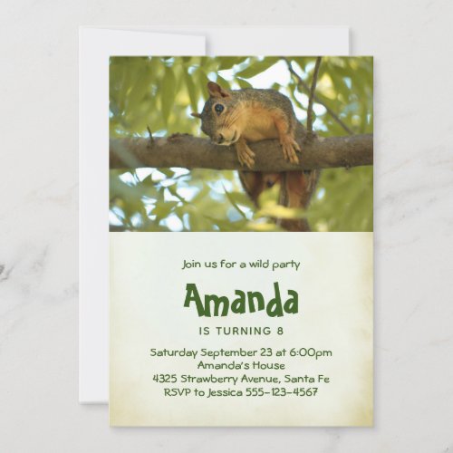 Cute Curious Squirrel Nature Photography Birthday Invitation