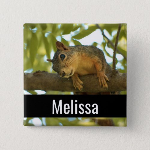 Cute  Curious Squirrel Nature Photography Button