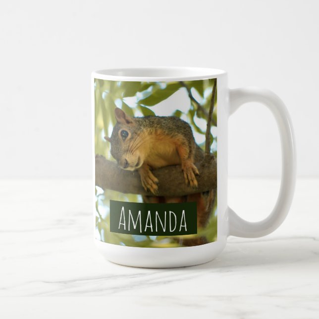 Cute Curious Squirrel Nature Photography Coffee Mug (Right)