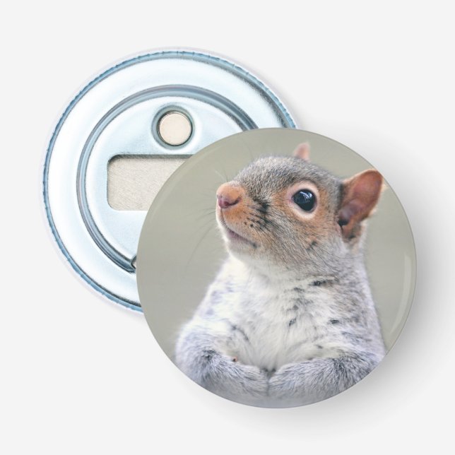 Cute Curious Squirrel Profile Photo Bottle Opener (Front)