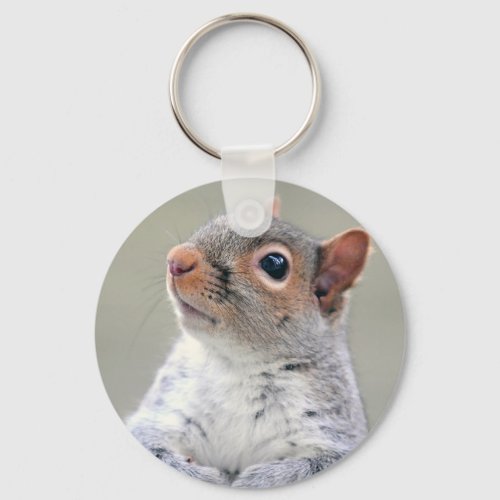 Cute Curious Squirrel Profile Photo Keychain