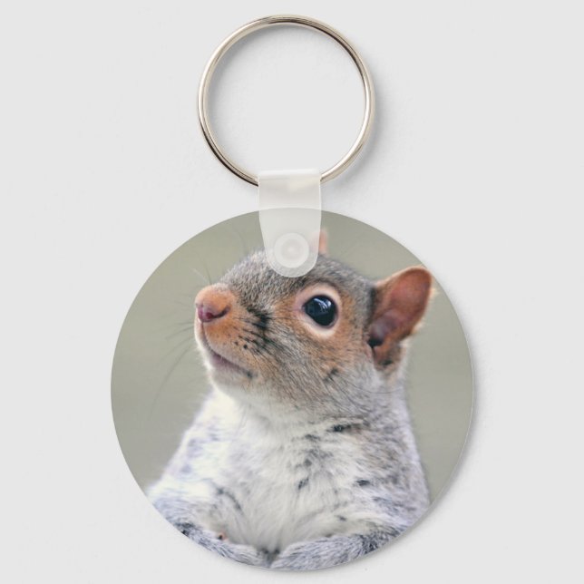 Cute Curious Squirrel Profile Photo Keychain (Front)