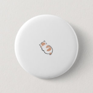 Cute Curled Up Sleeping Cat Hand Drawn Art Button