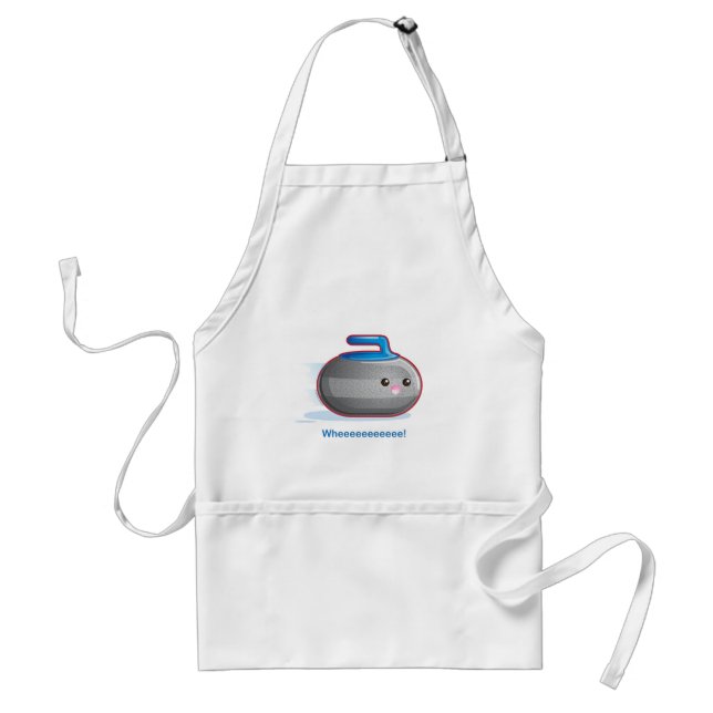Cute Curling Stone Adult Apron (Front)