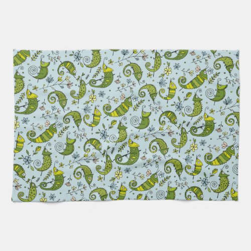 Cute Curly Chameleon Reptile Lovely Lizard Kitchen Towel