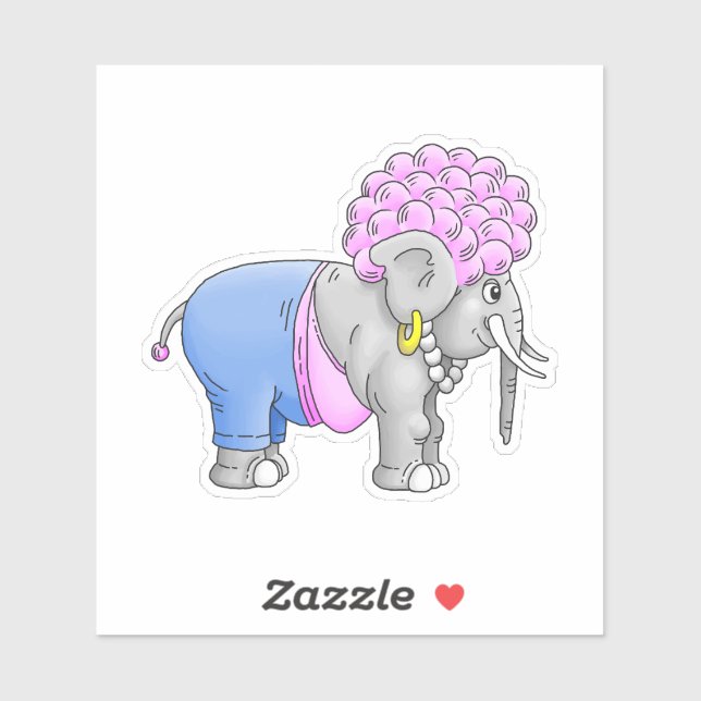 Cute Curly Elephant Sticker (Sheet)