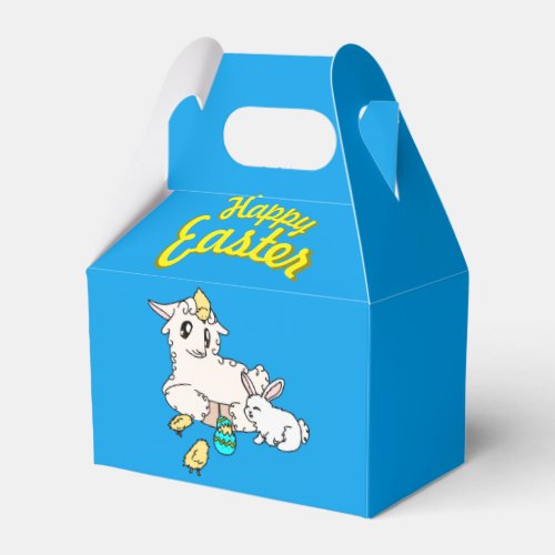 Cute Curly Lamb  Scruffy Bunny Happy Easter Scene Favor Boxes