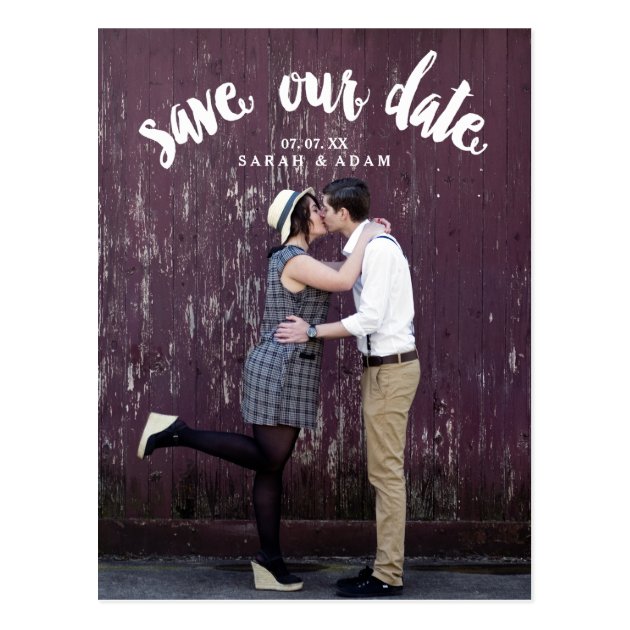 Cute Curved Text | Photo Save The Date Postcard