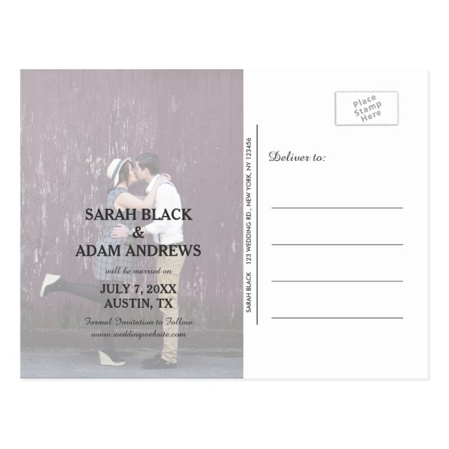 Cute Curved Text | Photo Save The Date Postcard