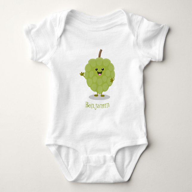 Cute custard apple cherimoya cartoon baby bodysuit (Front)