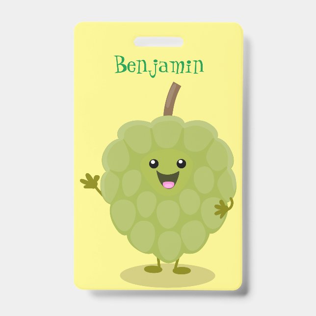 Cute custard apple cherimoya cartoon  badge (Front)
