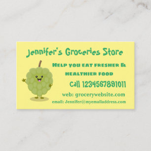 Cute custard apple cherimoya cartoon business card