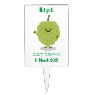 Cute custard apple cherimoya cartoon cake topper