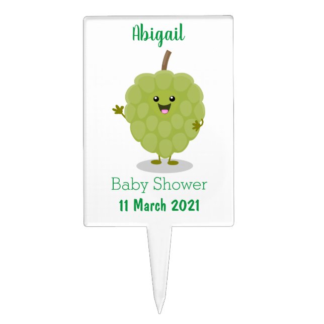 Cute custard apple cherimoya cartoon cake topper (Front)