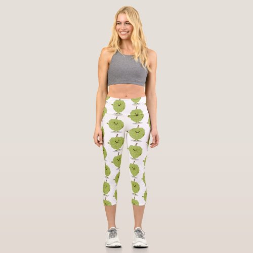 Cute custard apple cherimoya cartoon capri leggings