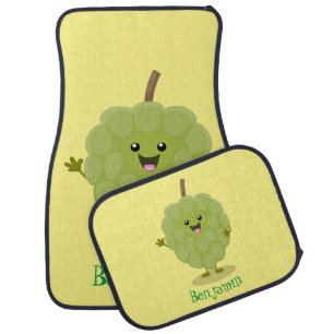 Cute custard apple cherimoya cartoon  car floor mat
