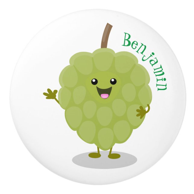 Cute custard apple cherimoya cartoon ceramic knob (Front)