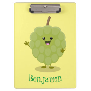 Cute custard apple cherimoya cartoon clipboard