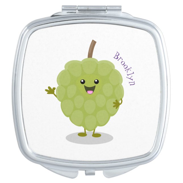 Cute custard apple cherimoya cartoon compact mirror (Front)