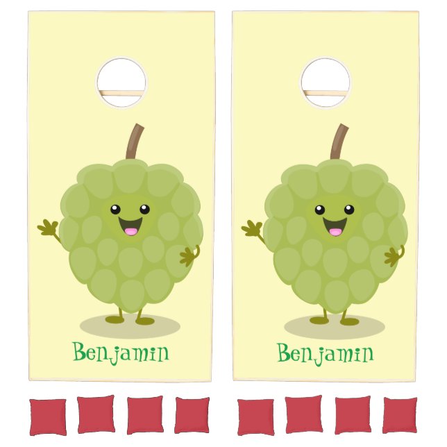 Cute custard apple cherimoya cartoon  cornhole set (Set)