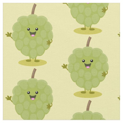Cute custard apple cherimoya cartoon fabric